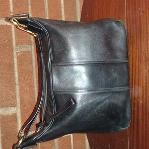 Vintage, Coach Hampton, Black leather, Shoulder bag.